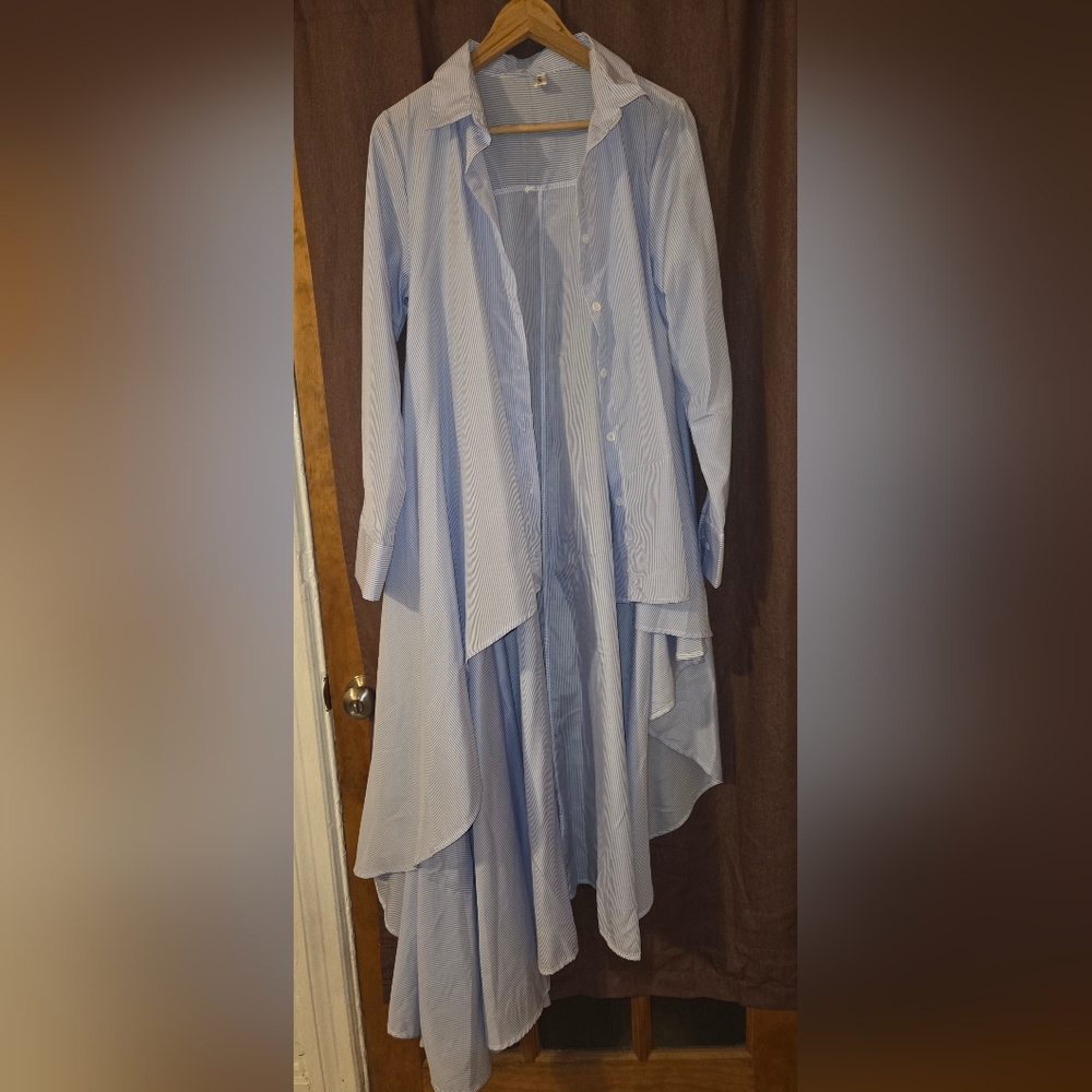 Light Blue Pinstripe Button-Down Dress Shirt